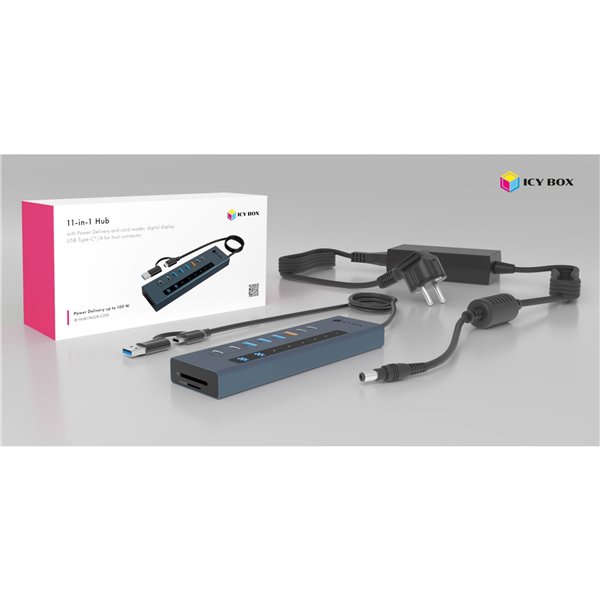 ICY BOX IB-HUB1742CR-C2PD 11-in-1 HUB mit PD & Cardreader