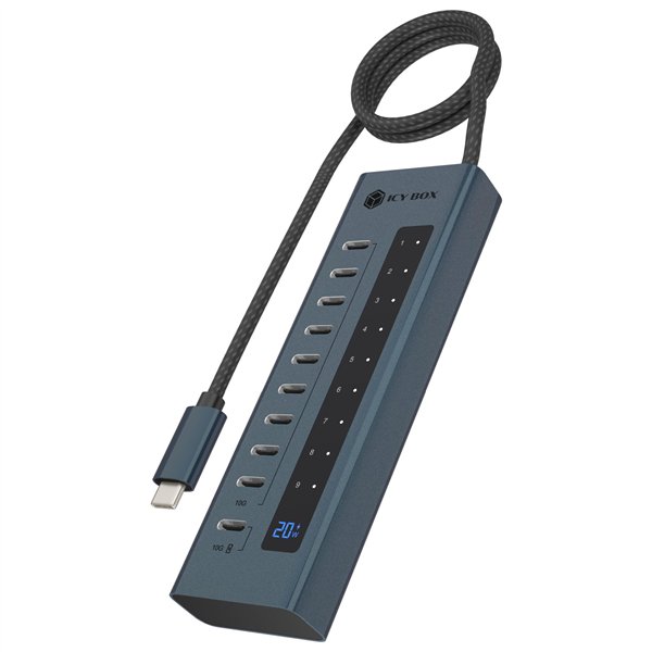 ICY BOX IB-HUB1450-C31 10 Port Hub con 48W Aliment.