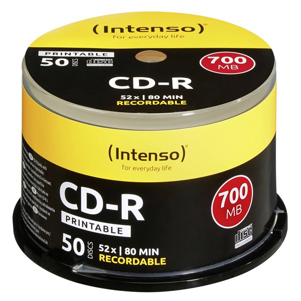 1x50 Intenso CD-R 80 / 700MB 52x Speed, printable, scr. res.