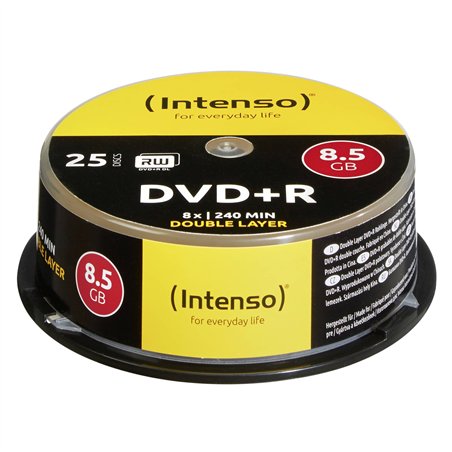 1x25 Intenso DVD+R 8,5GB 8x Speed, Double Layer Cakebox