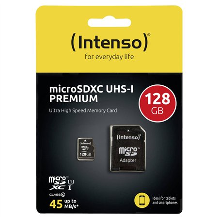 Intenso microSDXC Cards    128GB C10 UHS-I Premium con adatt.