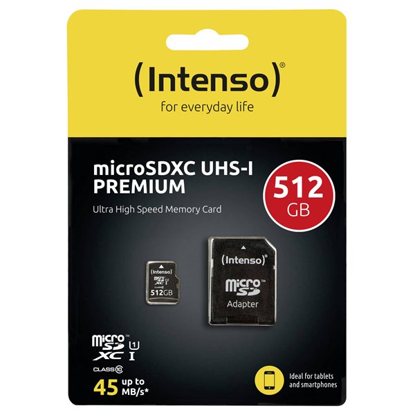 Intenso microSDXC Cards    512GB C10 UHS-I Premium + adattatore