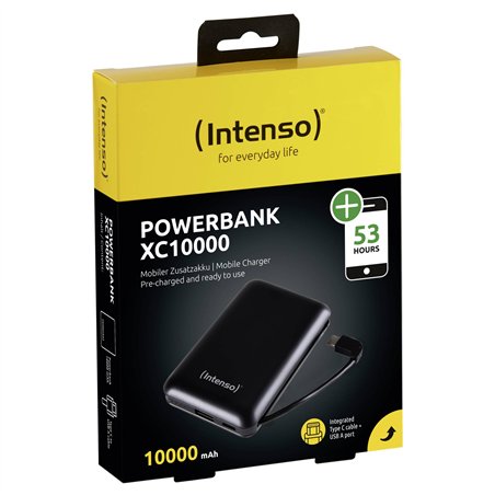 Intenso Powerbank XC10000 nero USB-A+USB-C con cavo 10000 maH
