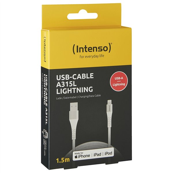 Intenso cavo-USB A315L Nylon 1,5m bian. USB-A / Lightning 12W