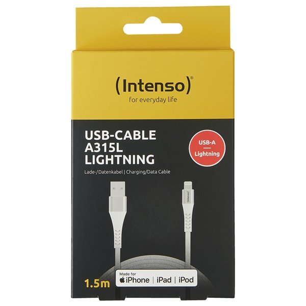 Intenso cavo-USB A315L Nylon 1,5m bian. USB-A / Lightning 12W
