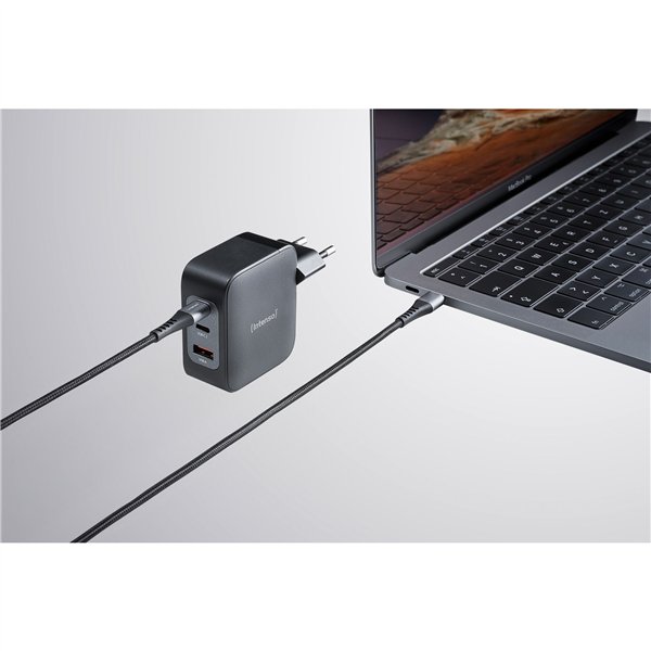 Intenso Power Adapter 100W   GaN 2x USB-C 1x USB-A inkl. Kabel 2m