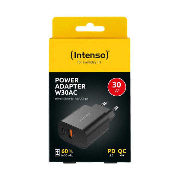 Intenso Power adatt. W30AC 1x USB-A 1x USB-C 30W nero