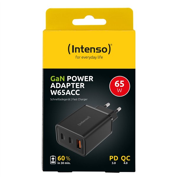 Intenso Power adatt. W65ACC GaN 2x USB-C 1x USB-A 65W nero