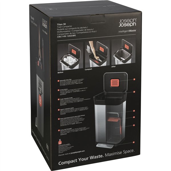 Joseph Joseph Titan 30L Black Trash Compactor