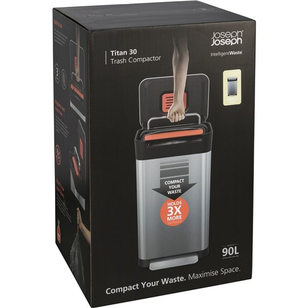 Joseph Joseph Titan 30L Stainless-steel Trash Compactor