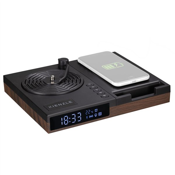 KIENZLE Alarm Clock w.Bluetooth Speaker and Wireless Charger