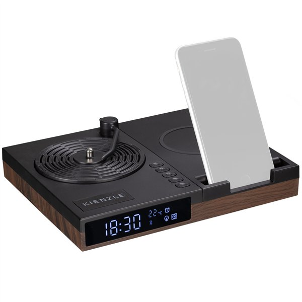 KIENZLE Alarm Clock w.Bluetooth Speaker and Wireless Charger