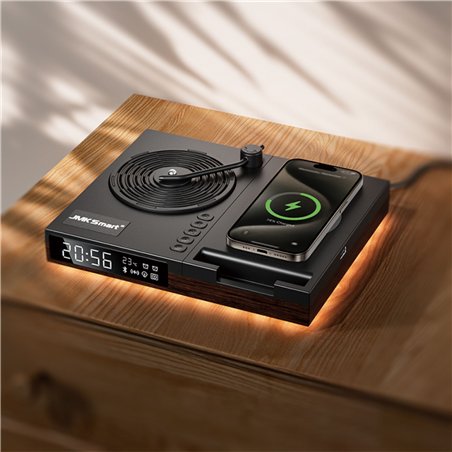 KIENZLE Alarm Clock w.Bluetooth Speaker and Wireless Charger