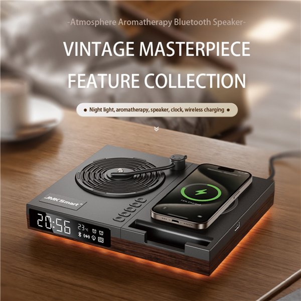 KIENZLE Alarm Clock w.Bluetooth Speaker and Wireless Charger