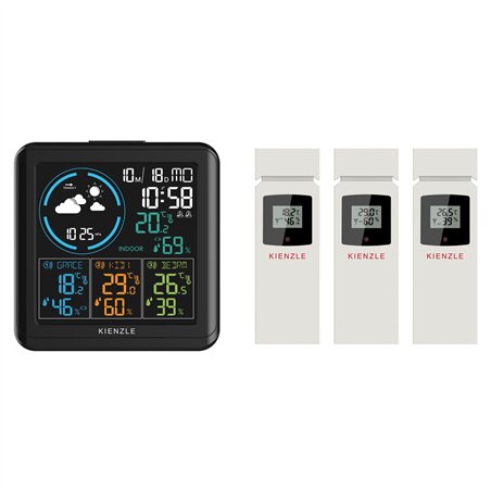 KIENZLE Home Weather Station w. 3 Radio-Controlled Sensors