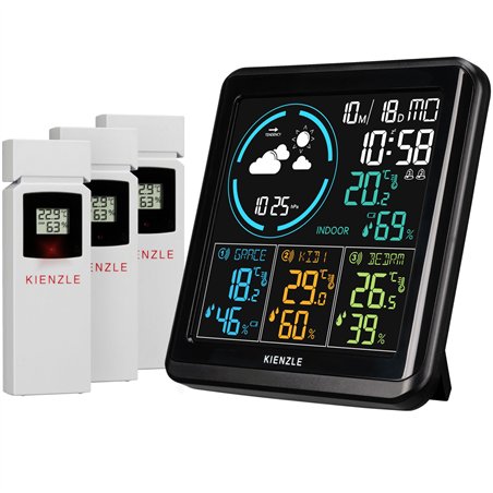 KIENZLE Home Weather Station w. 3 Radio-Controlled Sensors