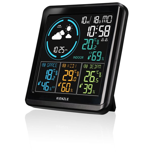 KIENZLE Home Weather Station w. 3 Radio-Controlled Sensors