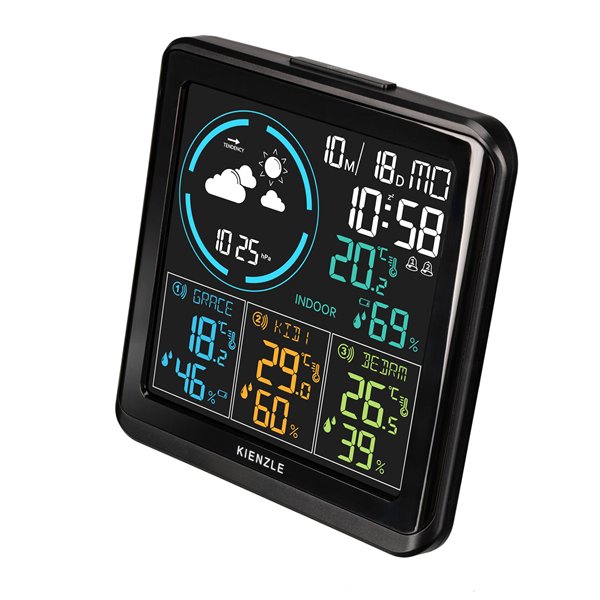 KIENZLE Home Weather Station w. 3 Radio-Controlled Sensors