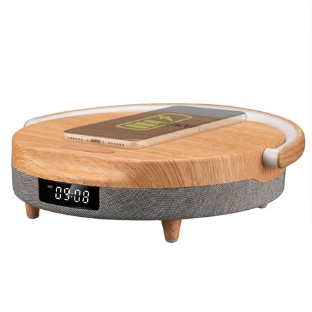 KIENZLE LED Alarm Clock w. Blue- tooth Speaker + Wireless Charger