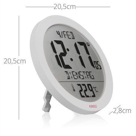 KIENZLE DCF Radio-Control.Wall Clock w.Room Tep.Display white