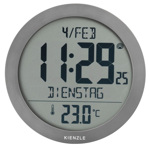 KIENZLE DCF Radio-Control.Wall Clock w.Room Temp.Display anthr.
