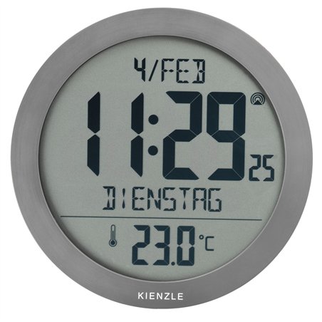 KIENZLE DCF Radio-Control.Wall Clock w.Room Temp.Display anthr.
