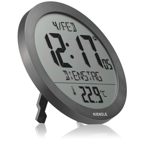 KIENZLE DCF Radio-Control.Wall Clock w.Room Temp.Display anthr.