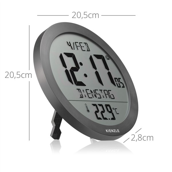 KIENZLE DCF Radio-Control.Wall Clock w.Room Temp.Display anthr.