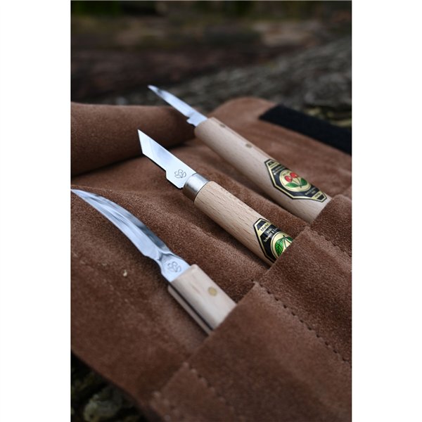 Kirschen Set of carving knives Velourleather bag