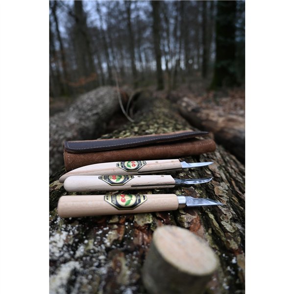 Kirschen Set of carving knives Velourleather bag