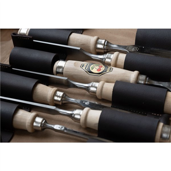 Kirschen Leder-Rolltasche, leer 12 Fächer