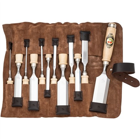 Kirschen Stechbeitelsatz in Ledertasche, 12-tlg.