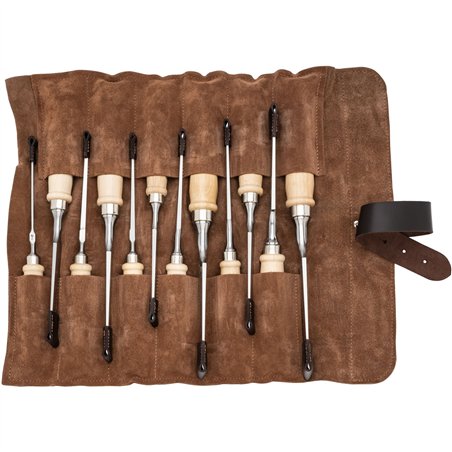 Kirschen Stechbeitelsatz in Ledertasche, 12-tlg.