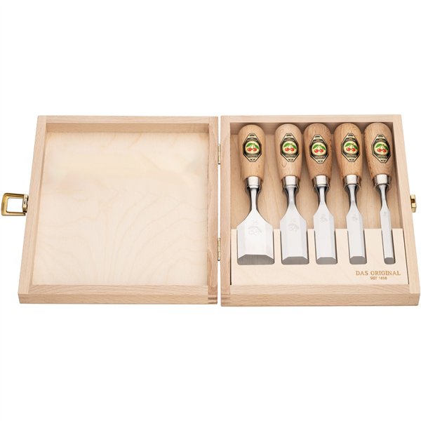 Kirschen Kurzbeitelsatz im Holzkasten, 5-tlg.