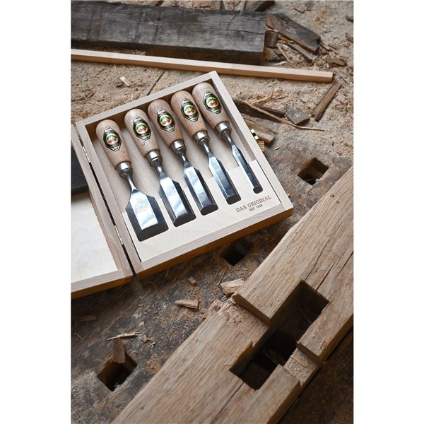 Kirschen Kurzbeitelsatz im Holzkasten, 5-tlg.