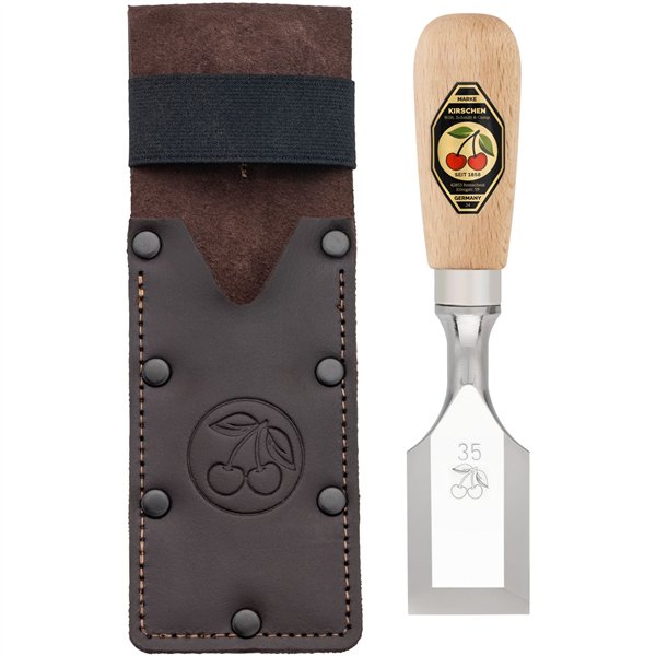 Kirschen Kurzbeitel in Leder- holster, 35 mm