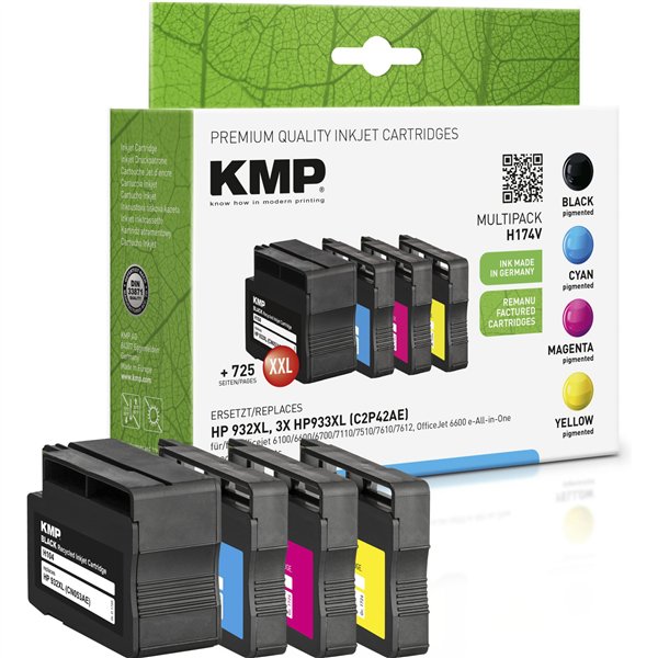 KMP H174V Multipack BK/C/M/Y comp. con HP C2P42AE 932/933 XL