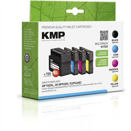 KMP H174V Multipack BK/C/M/Y comp. con HP C2P42AE 932/933 XL