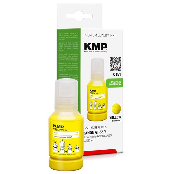 KMP C151 serbatoio inch. giallo compatibile con Canon GI-56 Y