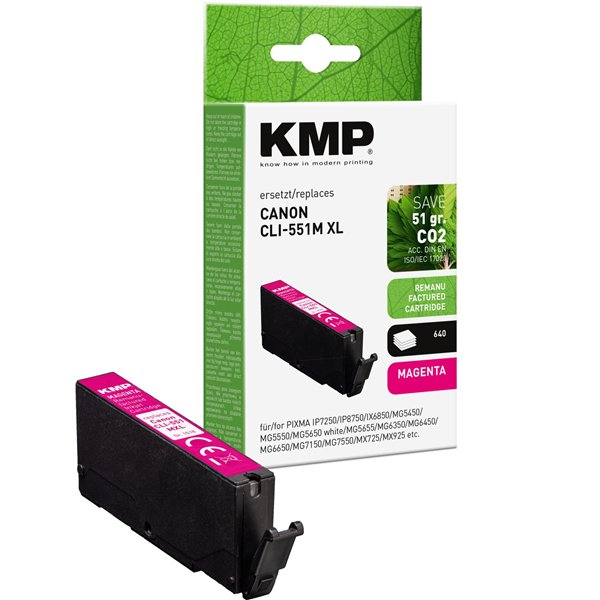 KMP cartuccia magenta sostitui. Canon CLI-551 M XL 6445B001