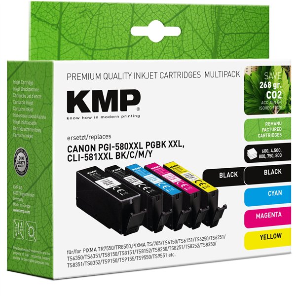 KMP Multipack compatibile con Canon PGI-580/CLI-581 BKCMY XXL