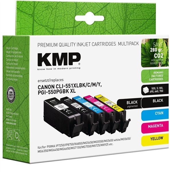 KMP Multi confezione compatibile con Canon PGI-550/CLI-551 XL