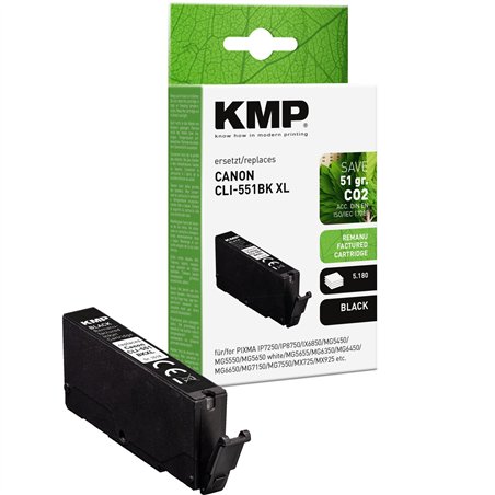 KMP cartuccia nero sostituisce Canon CLI-551 BK XL 6443B001
