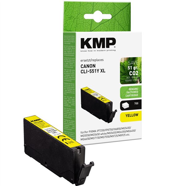 KMP cartuccia giallo sostituisce Canon CLI-551 Y XL 6446B001
