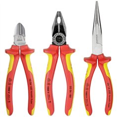 KNIPEX Assortimento sicurezza 3p Combi-,punta piatta+ tagl.later.