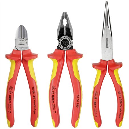 KNIPEX Assortimento sicurezza 3p Combi-,punta piatta+ tagl.later.