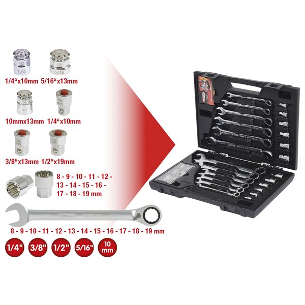 KS Tools GEARplus RINGSTOP set chiavi a cricco combin.
