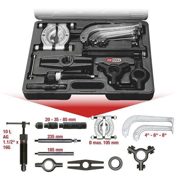 KS Tools set estrattori idraulici,2-u. 3 bracc., 22 pz.
