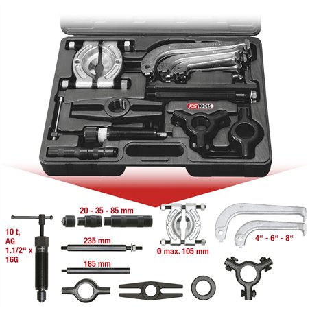KS Tools set estrattori idraulici,2-u. 3 bracc., 22 pz.