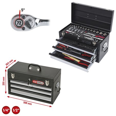 KS Tools 1/4 +1/2  CHROMEplus set utensili universali, 99 pz